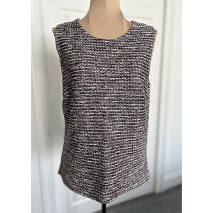 Banana Republic Women's Tweed Round Neck Sleeveless Tank Top Burgundy Multi Sz S